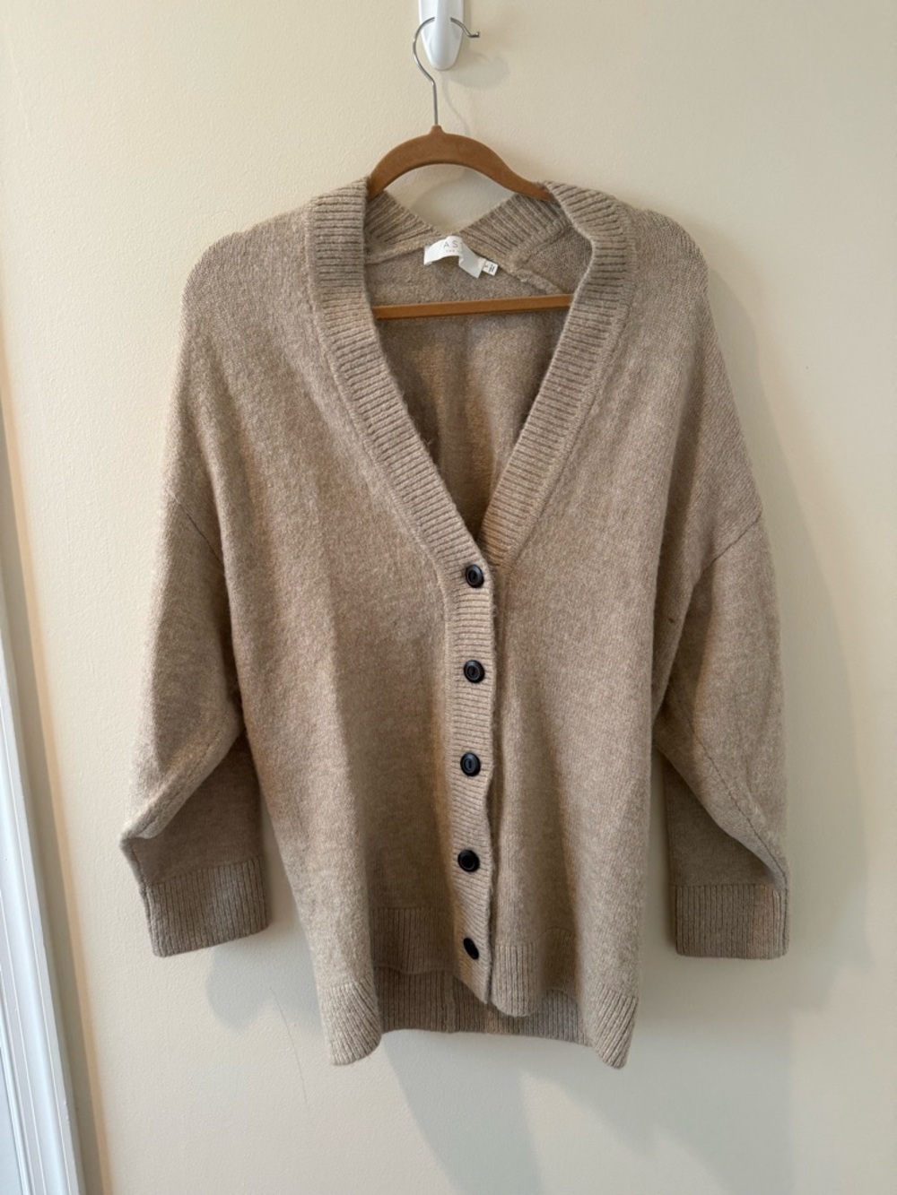 ASTR Beige V-Neck Button Front Women's Sweater Cardigan